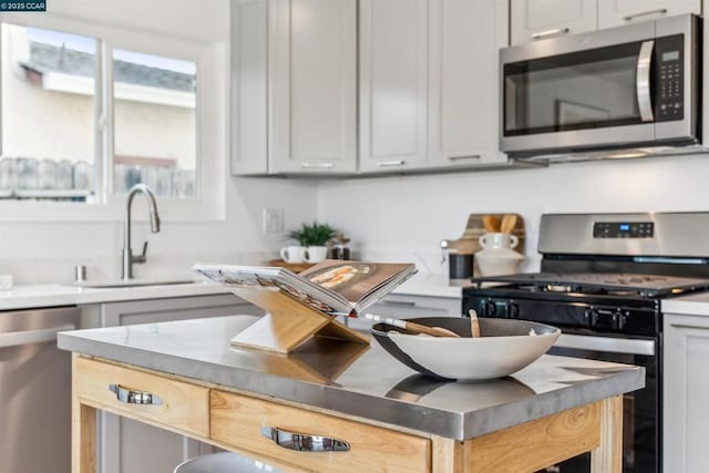 kitchen featuring stainless steel counters, sink, and appliances with stainless steel finishes