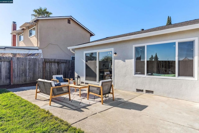 view of patio featuring an outdoor hangout area