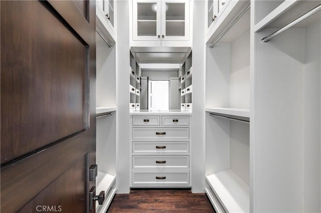 walk in closet featuring dark hardwood / wood-style floors