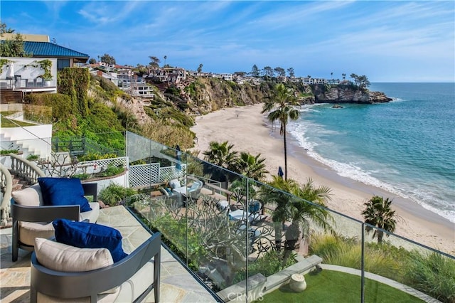 property view of water featuring a view of the beach