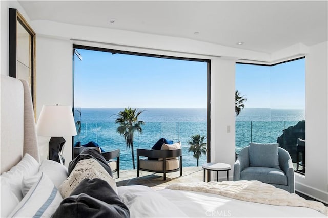 bedroom with a water view