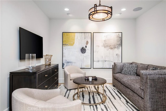 living room featuring light hardwood / wood-style floors