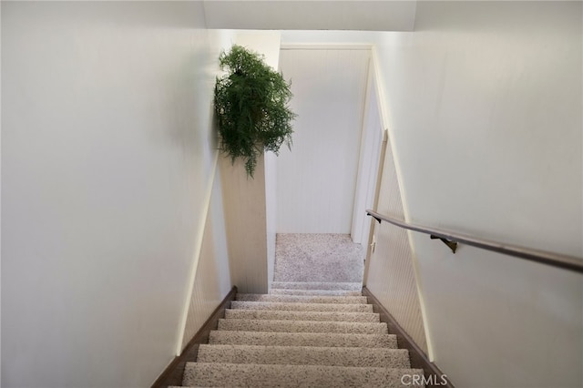 stairway with carpet floors