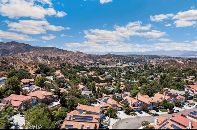 drone / aerial view with a mountain view