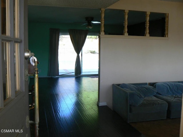 living room with ceiling fan