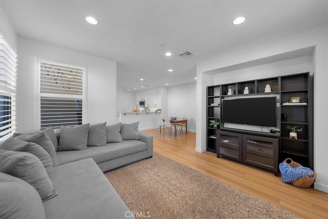 living room featuring light hardwood / wood-style flooring