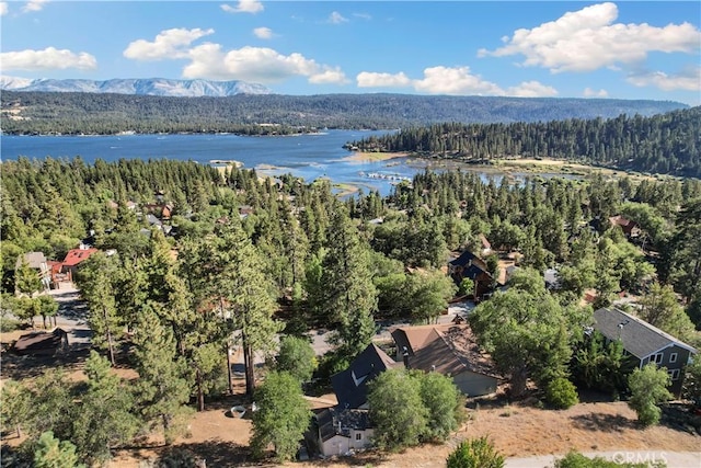 aerial view with a water and mountain view