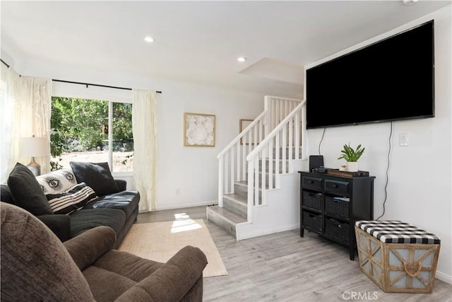 living room featuring light hardwood / wood-style flooring