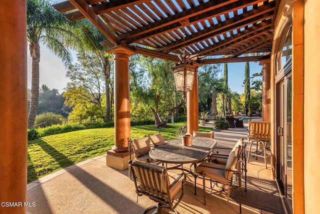 view of patio / terrace with a pergola