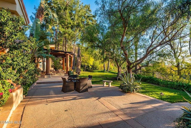 view of patio with a pergola