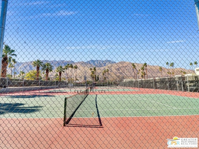 view of sport court featuring a mountain view