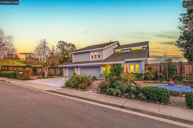 view of front property with a garage