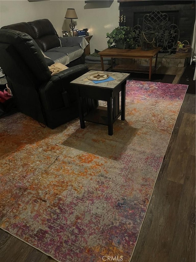 living room with hardwood / wood-style flooring