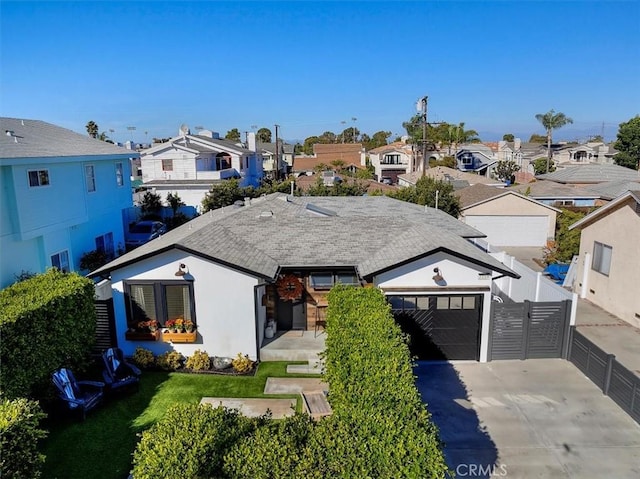 exterior space with a garage