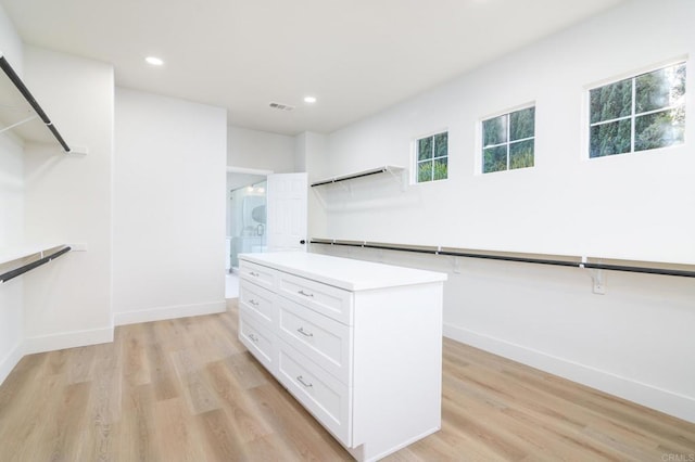 spacious closet with light wood-type flooring