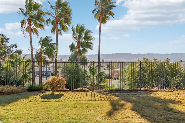 view of yard featuring a mountain view