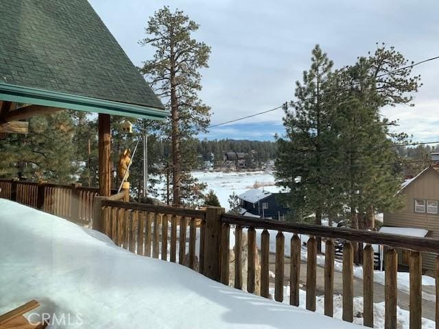 view of yard covered in snow