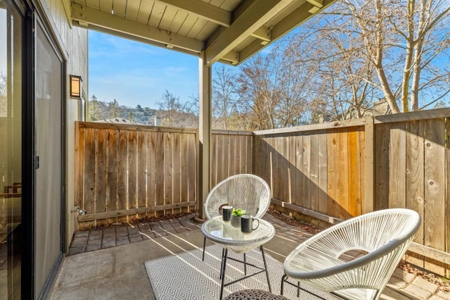 balcony featuring a patio area