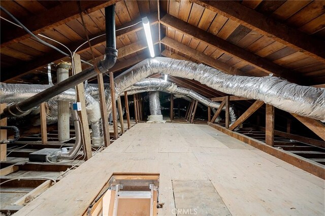 view of unfinished attic