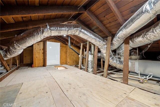 view of unfinished attic