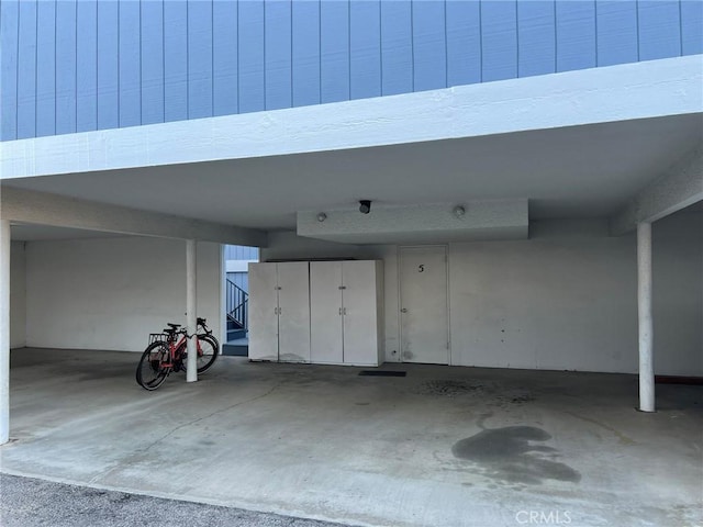 garage with a carport