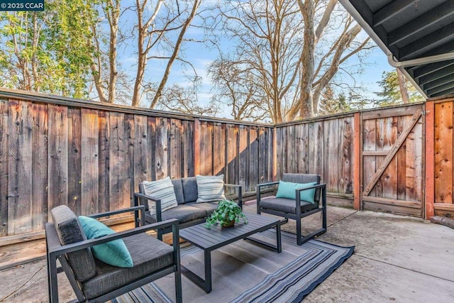 view of patio / terrace featuring an outdoor living space