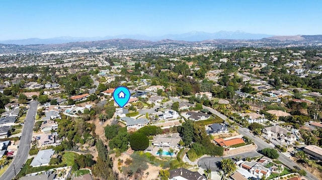 bird's eye view with a mountain view