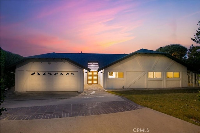 single story home with a garage