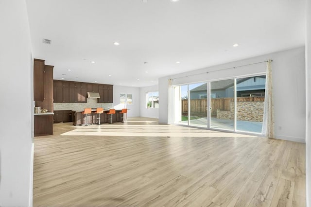 unfurnished living room featuring light hardwood / wood-style floors