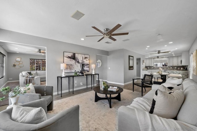 living room featuring light hardwood / wood-style flooring