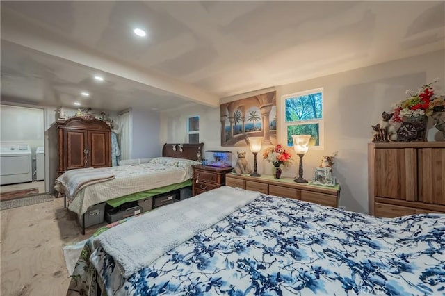 bedroom with washer and clothes dryer