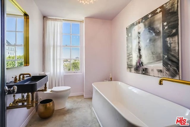 bathroom with toilet and a bathing tub