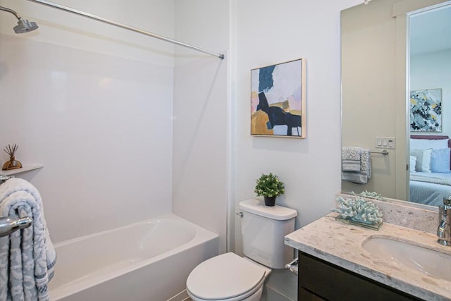 full bathroom with vanity, shower / washtub combination, and toilet