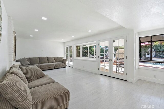 living room featuring french doors