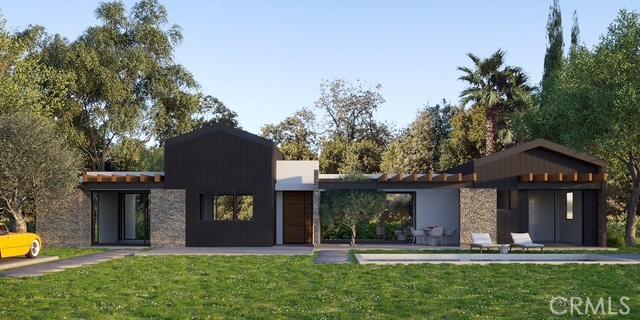 contemporary home featuring a front yard