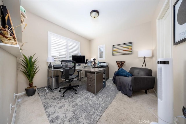 view of carpeted office space