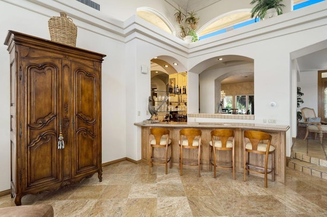 bar with a towering ceiling