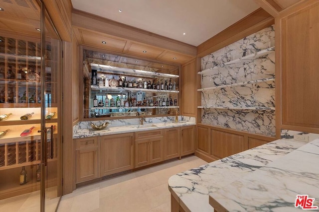 bar with light stone counters