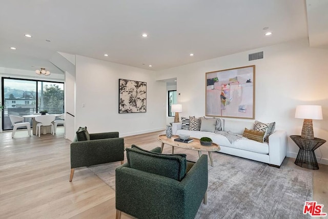 living room featuring light hardwood / wood-style flooring