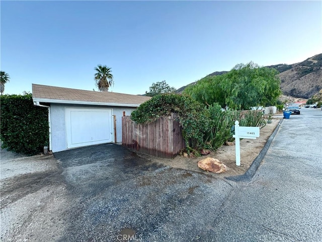 exterior space featuring a mountain view