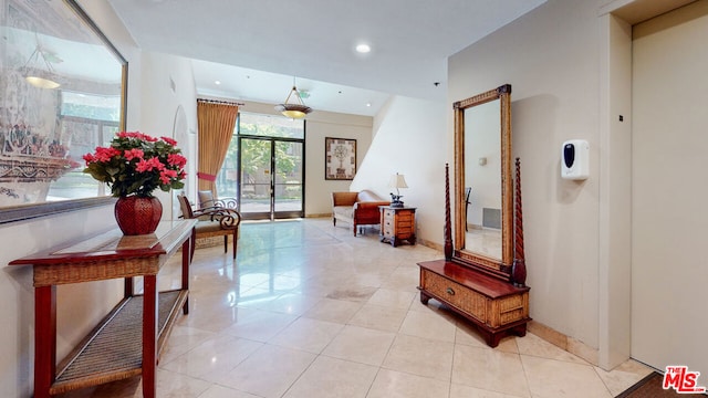 interior space featuring light tile patterned flooring