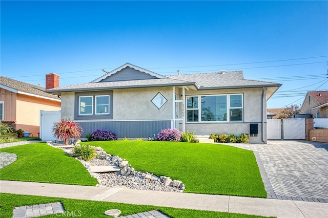 ranch-style home with a front yard