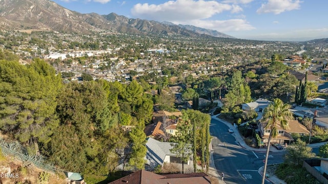 birds eye view of property with a mountain view