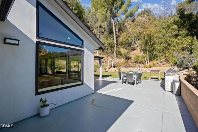 view of patio / terrace featuring exterior kitchen