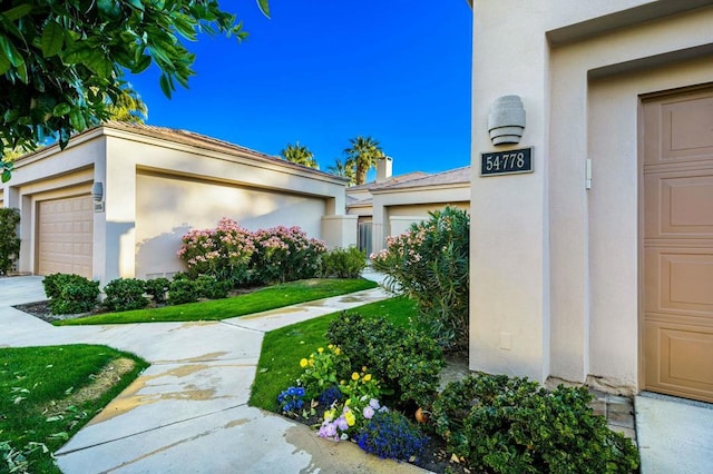 exterior space featuring a garage