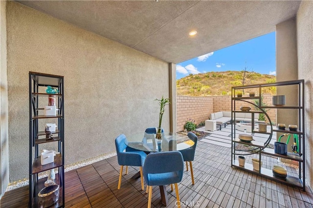 balcony with a mountain view