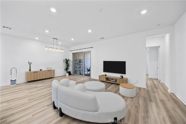 living room featuring light hardwood / wood-style floors