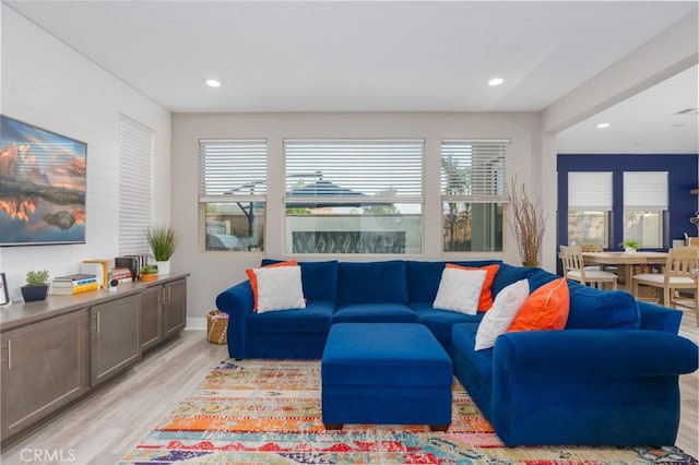 living room featuring light wood-type flooring