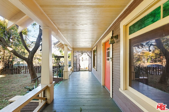 deck with covered porch