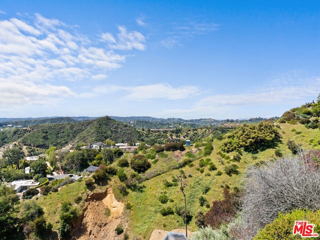 drone / aerial view with a mountain view